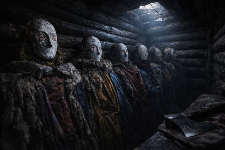 Taschtyk-Gipsmaske — rotes Grundfeld mit schwarzen Streifen